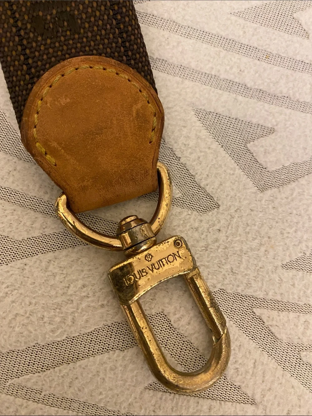 Louis Vuitton Brown Canvas Messenger Strap with Tan Leather Tabs